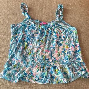 Lilly Pulitzer Blue and Pink Floral Tank Top